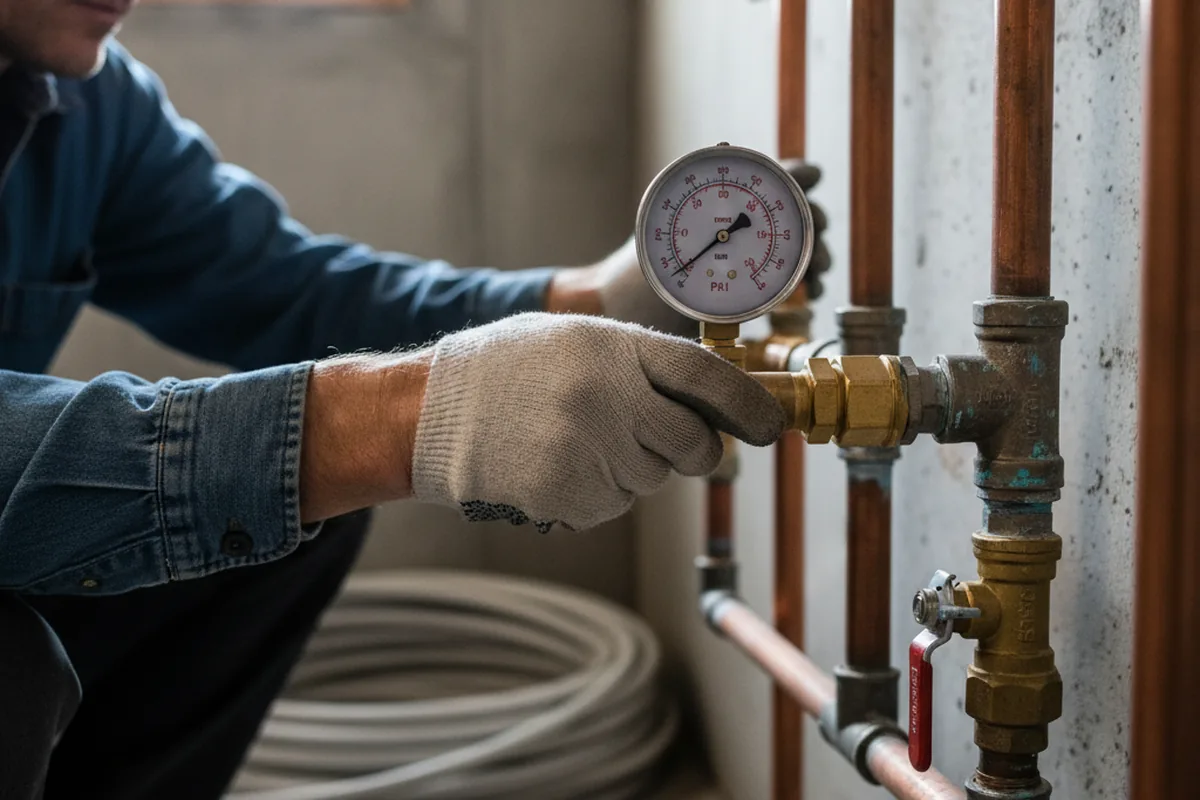 Pressure testing a repaired line during Water Line Repair in Clifton